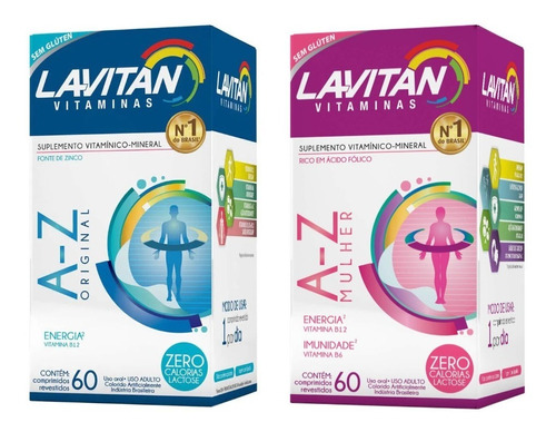 Suplemento Lavitan A-z Homem Original E Mulher 60 Cps Cada