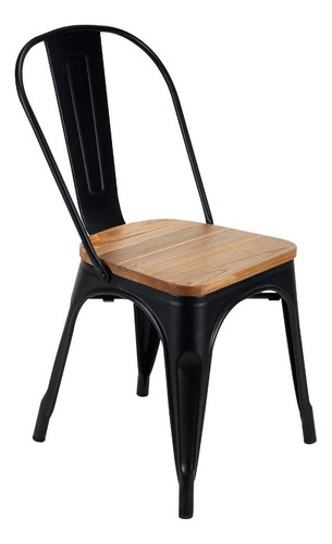 Silla Empoli Apilable Tolix Wood Metal Y Madera Maciza Loi