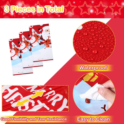 3 Pcs Rectángulo Mantelete De Navidad, Red Santa Claus Snowm