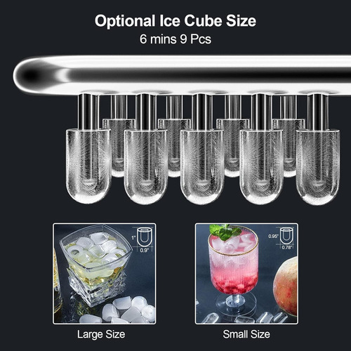 Encimera Para Hacer Hielo Con Autolimpieza, 18 Cubitos De Hi