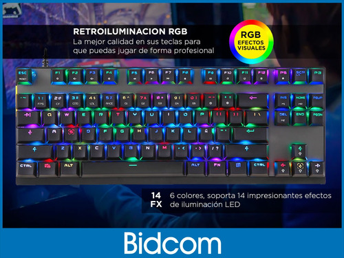 Imagen 5 de 6 de Teclado Mecanico Rgb Gamer Gadnic Pro Rainbow Switch Blue Color del teclado Negro Idioma Español Latinoamérica