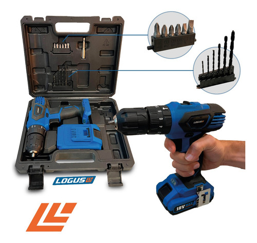 Taladro Percutor De Mano Inalambrico 18v Max + Maletin Color Azul