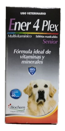 Ener 4 Plex Senior 60 Tabletas Vitaminas Para Perro +7 Años