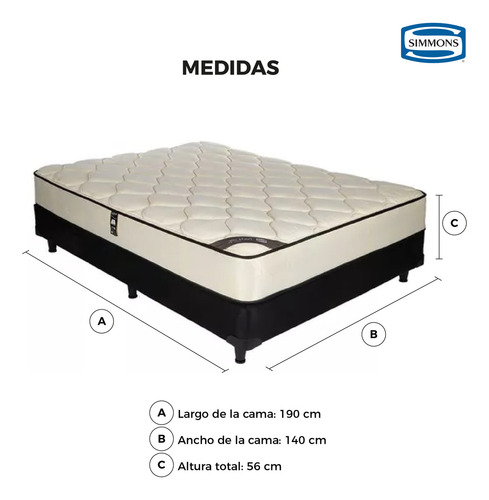 Sommier Simmons BackCare Hotel Bilt 2 plazas de 190cmx140cm negro y blanco