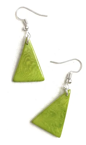 Pendientes De Tagua En Verde Lima Tag261, Pendientes De Nuez
