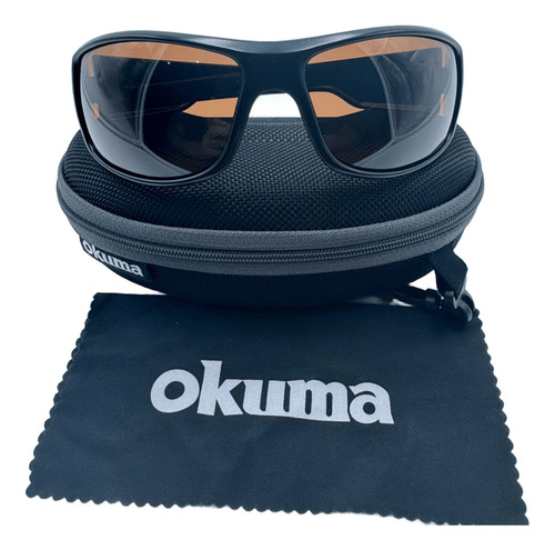 Lentes De Pesca Okuma Polarizado Marrón Filtro Uv Deportivo Lente Marrón Claro Varilla Negro Armazón Negro Diseño Ocean