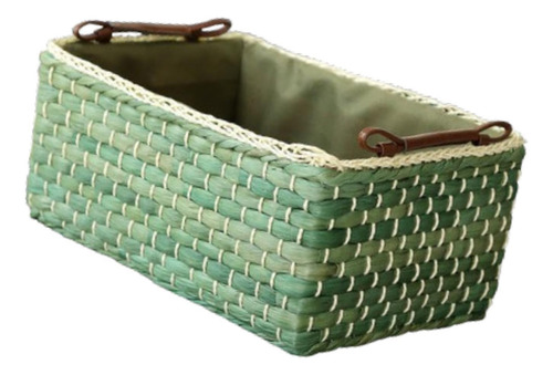 Organizador De Mesa Rectangular Con Asa Y Cesta Tejida Medio