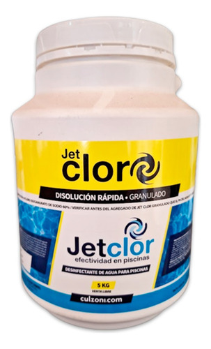 Cloro Piscinas Disolución Rapida Instantaneo Jetclor 5 Kilos