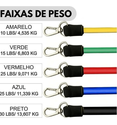 Kit Tubing Corda Extensor 11 Peças Elástico Treino Exercício