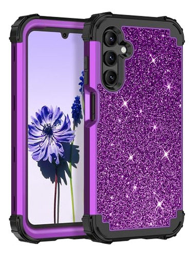 Funda Para Galaxy A15 5g Shiny Morado/negro 6.5puLG Hibrido