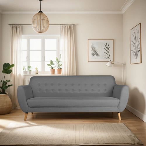 Sofá De 3 Plazas Vara Gris Claro Këssa Muebles