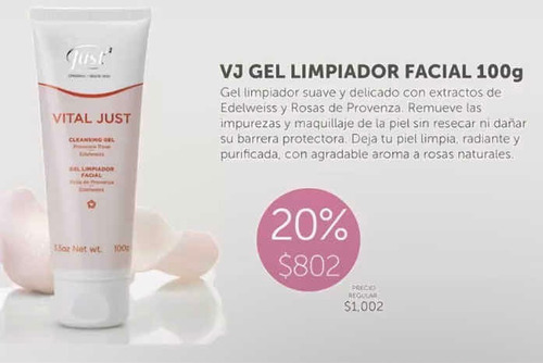 Gel Limpiador Facial Vital Just 100g Más Regalo Just Oferta