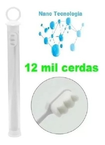 3x Escovas Dental Tecnologia Nano 12mil Cerdas Extra Macia Cor Branco