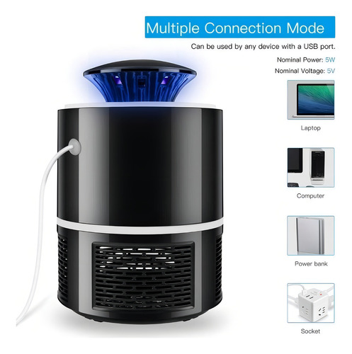 Lámpara Usb Mata Mosquitos Insectos Repelente De Moscas