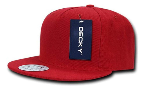 Decky 333-red Snapback Acrílico De 5 Paneles Con Visera Rojo