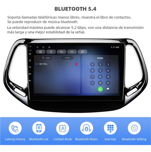 Estéreo 4+64g Carplay For Jeep Compass 2018-2021 4k Wifi6