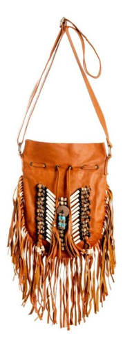 Bolso Boho Marrón | Cuero Auténtico | Monedero Con Flecos | 