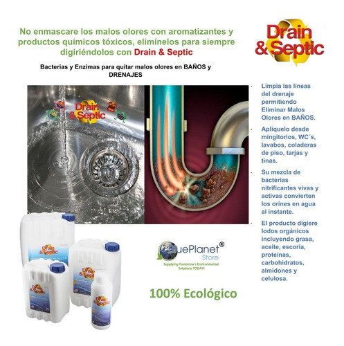 Bacteria P/eliminar Malos Olores Baños Drain & Septic 5 Lts