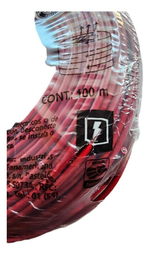 Cable Thhw-ls Rohs Calibre 12 Awg Rojo 100m