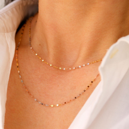Cadena Collar Grano De Cafe Oro Solido 14 Kilates Dama Italy 55cm Florentino
