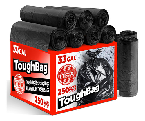 Toughbag Bolsas De Basura Negras De 30 A 33 Galones, Bolsas