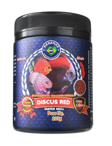 Maramar Ração Para Peixe Top Discus Red Bits 1,5mm 135g