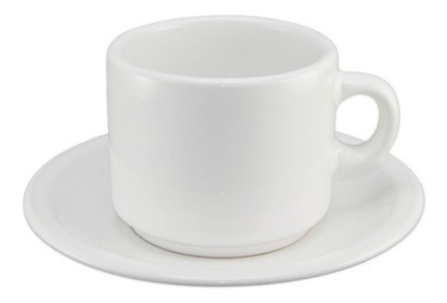 Taza Desayuno Con Plato Porcelana 250 Cc Pack X6