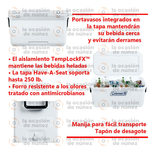 Imagen 3 de 7 de Conservadora Coleman 150 Qt Rigida Portatil Heladera Chest