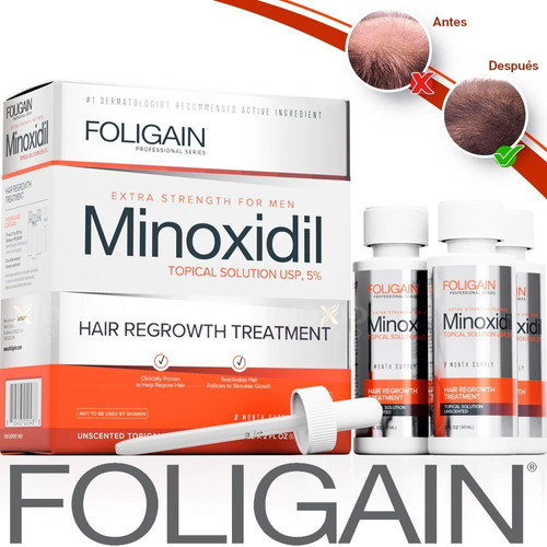  Foligain Minoxidil 5% Hair Regrowth Treatment anticaída de 180mL