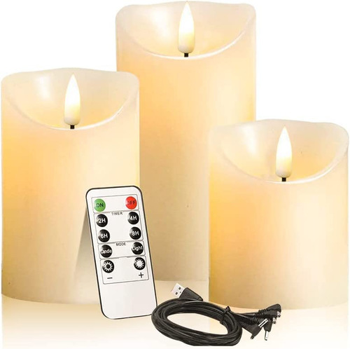 Para Veladoras Electricas Recargables, Juego De 3 Veladora