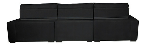 Sofá Retrátil e Reclinável 4,12m com Molas Ensacadas Cama Inbox Gold Tecido Suede Velusoft Preto