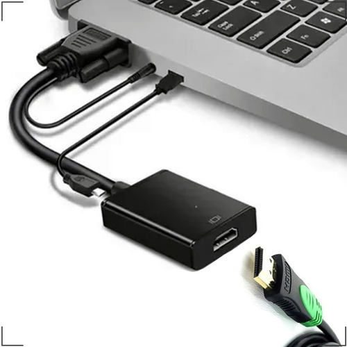 Imagem 5 de 5 de Conversor Vga X Hdmi Com Cabo P2 E Usb.