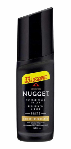 Kit 3un Polidor De Sapato Líquido Preto Nugget 60ml