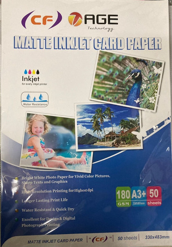 Papel Foto Mate Super A3 180gr X 10 Hjs  Age X5