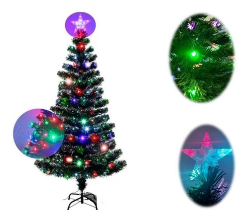 Árvore De Natal Fibra Ótica Cachoeira Led Colorido 1,80m Cor Verde