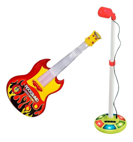 Kit Guitarra Para Niños Micrófono Con Luces Y Sonido Diginet