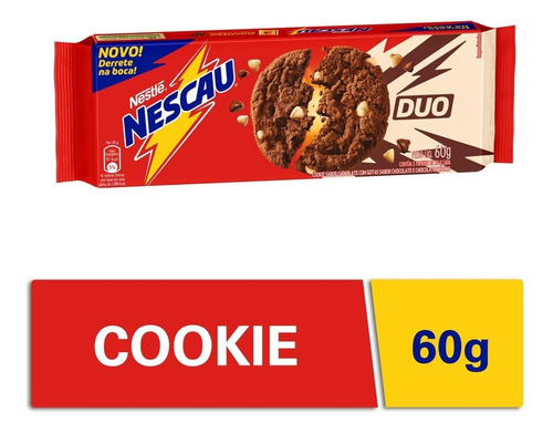Imagem 1 de 7 de Biscoito Cookie Nescau Duo Nestlé Pacote 60g