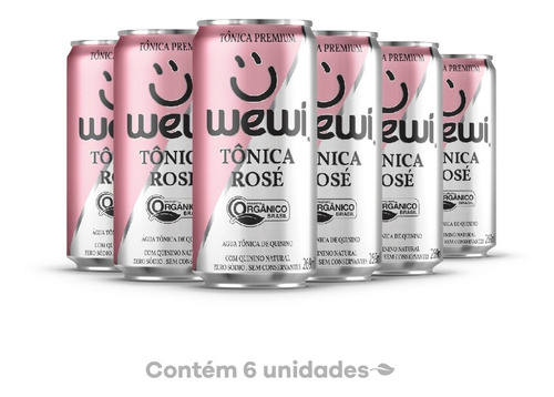 Água Tônica Rosé Orgânica Wewi 269ml pacote com 6 unidades