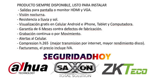 Imagen 4 de 7 de Kit 6 Camara Bullet 2mp Dvr 1080p Lite H265 Dahua Disco 2tb