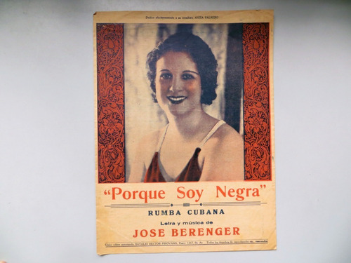 Porque Soy Negra Jose Berenger Rumba Cubana Partitura