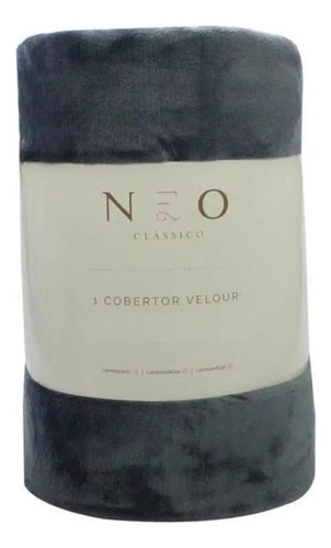 Cobertor Queen Camesa Neo Soft Velour 300g Liso 2,20x2,40m Cor Cinza Velour 300g