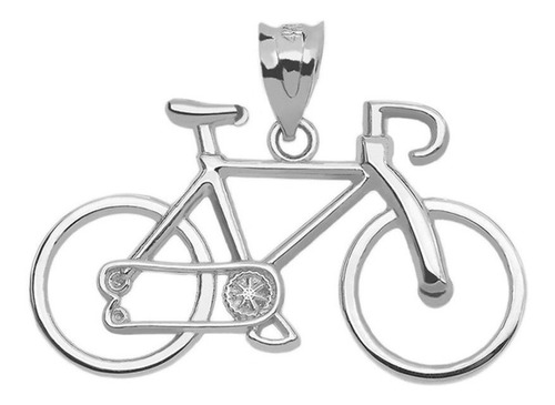 Collar Con Colgante De Bicicleta En Plata De Ley 925, Plata.
