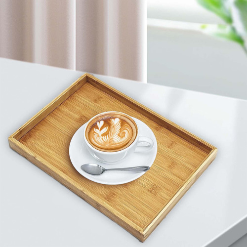 Bandeja Rectangular De Bambú For Comida, 28 Cm X 19 Cm X 2,