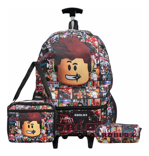 Kit Mochila De Rodinha Roblox Infantil Escolar Grange