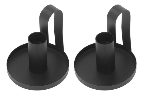 2 Porta-velas De Metal Com Alça Curva Estilo Retrô