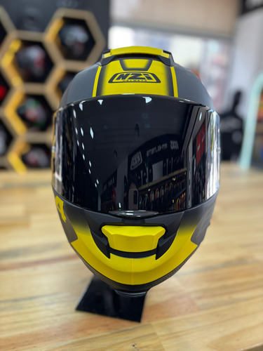 Casco Moto Integral Nzi Eurus 4 Doble Visor + Spoiler Gaona Branded Antracita/amarillo Liso S