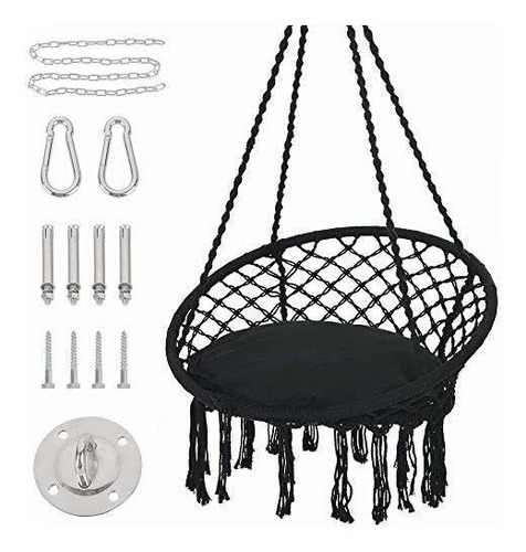 Hamaca Colgante Macramé Columpio Con Cojín