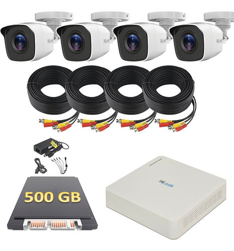 Kit Video Vigilancia  4 Cámaras Metal Hd720p Hikvision 500gb