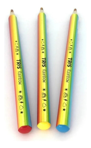 03 Un. Lápis De Cor Jumbo Rainbow Multicor Arco Iris Tris