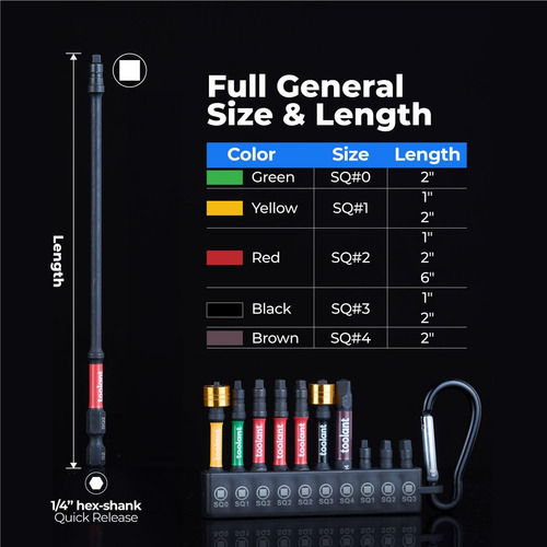 Toolant Square Drive Bit Bit, Bits De Controlador De Impacto